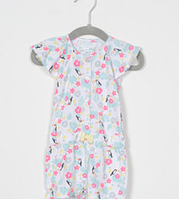 Combinaison-short Bébé Fille Licornes - Taille 9 Mois (74) - Blanc à Pois - Occasion Très Bon état
