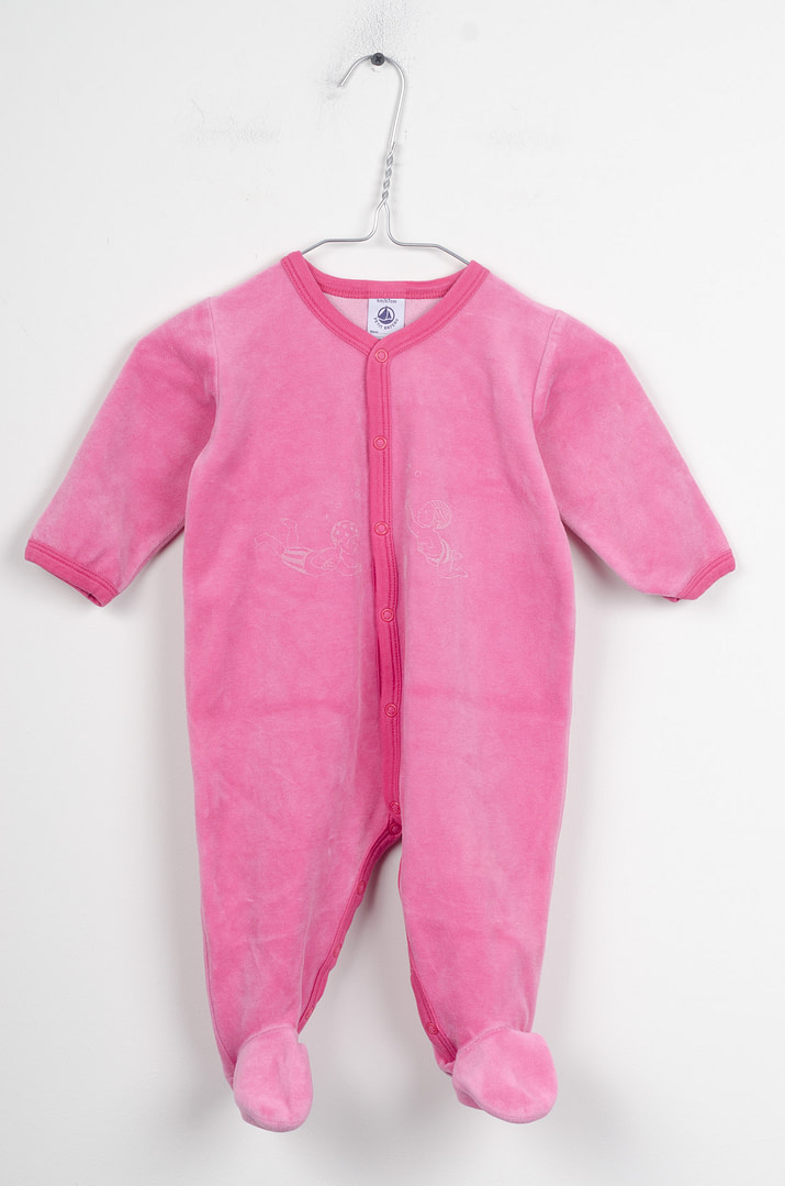 roze-chips-23-06604 Pyjama velours - 6mois - Afbeelding 1