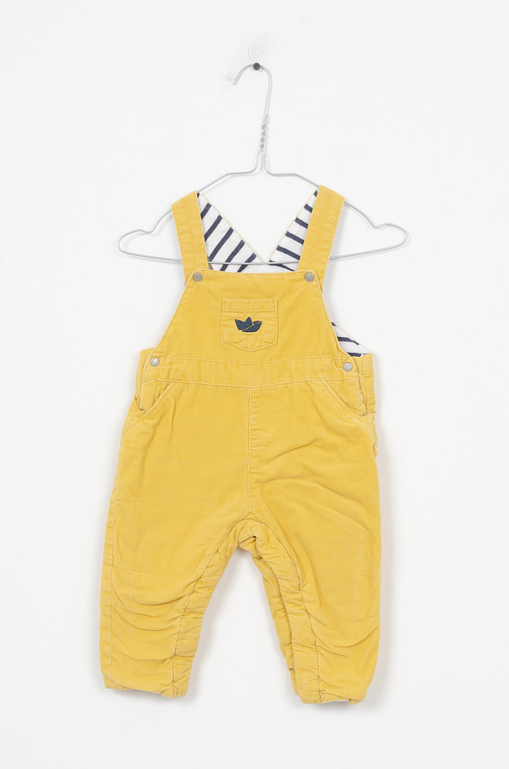 roze-chips-24-00138 Salopette velours - 6mois - Afbeelding 1