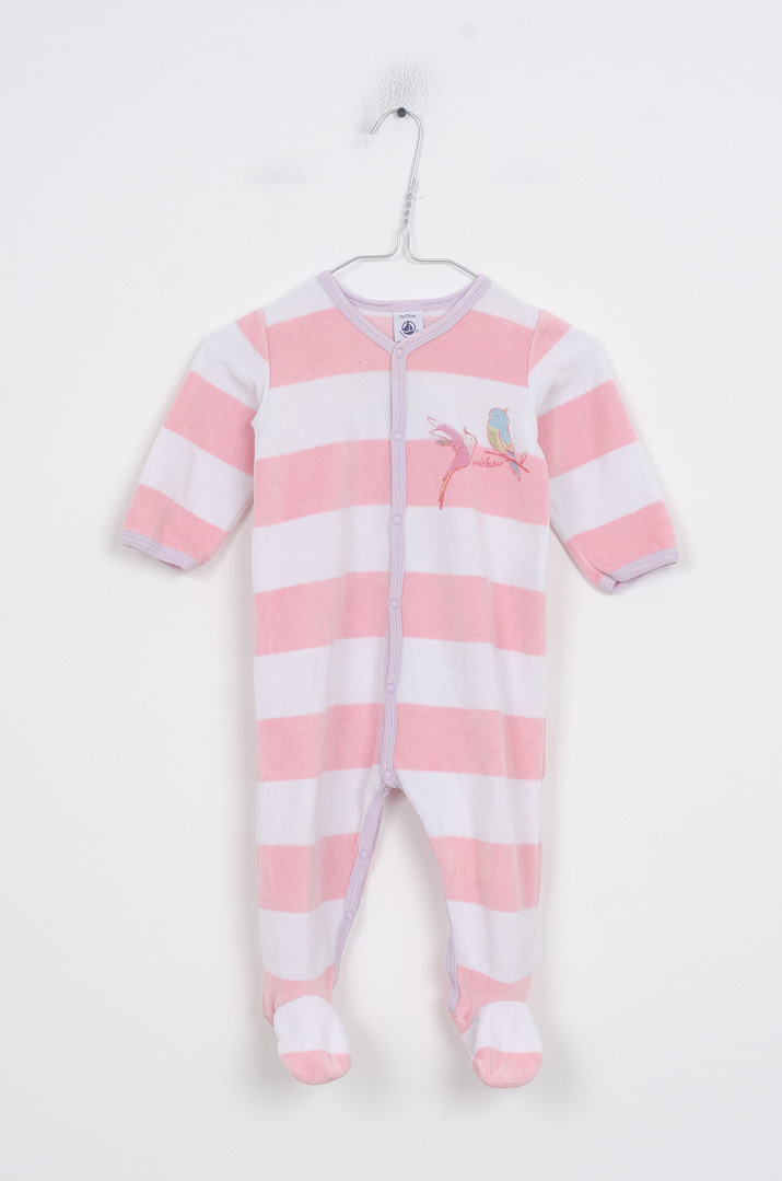 roze-chips-24-07805 Pyjama velours - 9mois - Afbeelding 1