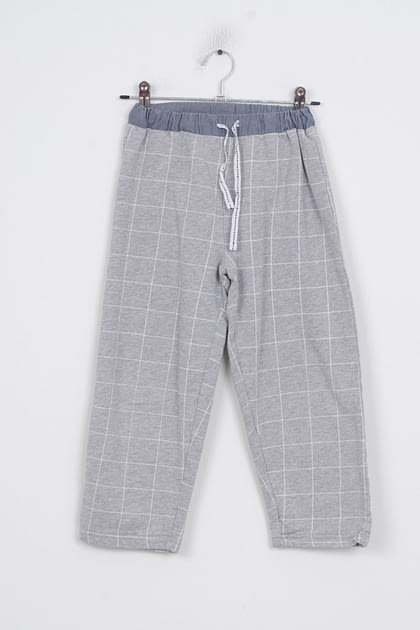 a gray and white plaid pants
